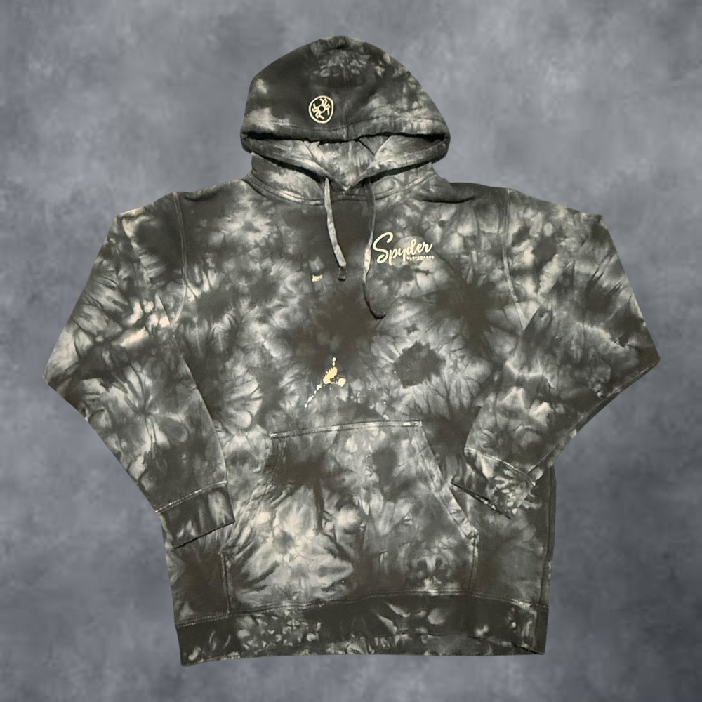 Spyder Surfboards Tie Dye Hoodie Mens Black Grey Surf Skate Sweatshirt